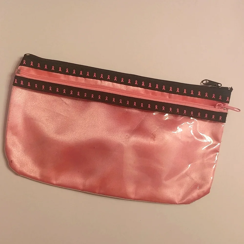 4/$15 🌻 Pink Ribbon Breast Cancer Makeup / Jewellery Zipper Pouch